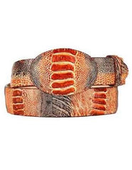 Cinto De Avestruz - Cinto Vaquero Rustic Original Ostrich Leg Skin Western Style Belt Cognac