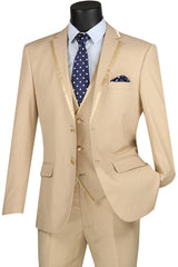 (40S, 42S) Slim Fit 2 Piece Beige Tuxedo