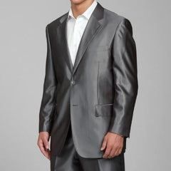 Men'S Shiny Grey 2-Button Men'S Sharkskin Suit