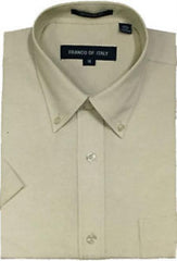 Oxford Summer Wear Basic Button Down Short Sleeve Khaki Men'S Dress Shirt