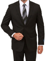 Designer Affordable Inexpensive Men's  Modern Fit Suits Black Suit with Flat Front Pant