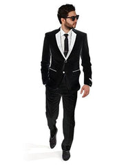 2BW2 Black With White Lapel Tuxedo Vested 3 Pieces Vested Suit Side Vented Suit Side Vented