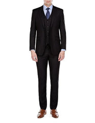 Men's  2 Button Black Slim Fit 3 Piece Suits