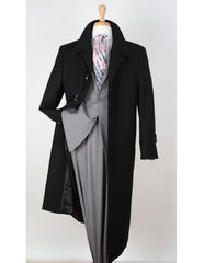 Men's Jet Black Big & Tall Wool Gabardine Top Coat