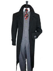 Mens Topcoat Mens Dress Coat 100% Wool Jet Black Overcoat