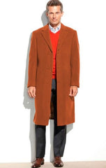 Men's Dress Coat full length  Overcoat ~ Long Men's Dress Topcoat -  Winter coat Rust (Cashmere Touch (not cashmere))