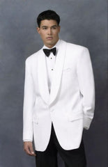 Snow White Dinner Jacket 100% Poly - Cheap Priced Blazer Jacket For Men Online1 Button Shawl Collar