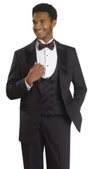 Men's 1 Button Tuxedo Double Breasted Black Formal Suit