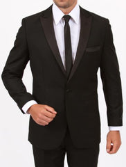 Black Tapered Leg Lower Rise Pants & Get Skinny Slim Fit 1 Button Tuxedo