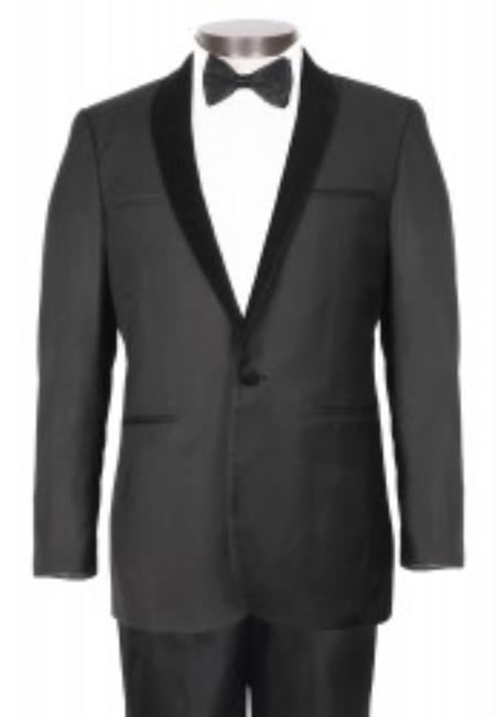 1 Button Black Stylish Velvet Shawl Lapel - Slim Fit