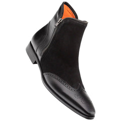 Men's Camilleri Calf/Suede Black Ankle Zip Boot By Mezlan Made In Spain Brand