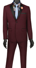 Ultra Slim Fit Tuxedo 2 Buttons 2 Piece in Color Wine