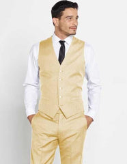 Men's Vest Matching Solid Tan Dress Pants Set + Any Color Shirt & Tie Regular Fit