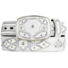 Men's White Original Lizard Teju Skin Fashion Western Belt