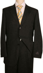 Black Almost Very Dark Gray Wiht Light Gray Pinstripe 100% Worsted Wool Available In 2 Or 3 Buttons Style Regular Classic Cut Cheap Priced Business Suits Clearance Sale