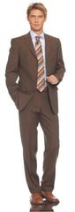 Modern Brown Super 120'S Available In 2 Or 3 Buttons Style Regular Classic Cut - 100% Percent Wool Fabric Suit - Worsted Wool Business Suit