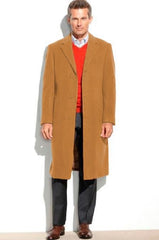 Camel Men's Dress Coat full length Overcoat ~ Long Men's Dress Topcoat -  Winter coat (Cashmere Touch (not cashmere))