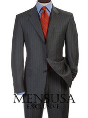 Luxurious High End Side Vented Men'S 3 Buttons Super 150'S Conservative Charcoal - Color: Dark Grey Suit - 100% Percent Wool Fabric Suit - Worsted Wool Business Suit