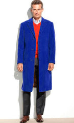 Royal Blue Men's Dress Coat full length Overcoat ~ Long Men's Dress Topcoat -  Winter coat (Cashmere Touch (not cashmere))