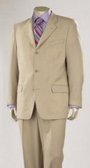 Medium Tan ~ Beige Super 140's Wool Three ~ 3 Buttons premier quality italian fabric Design