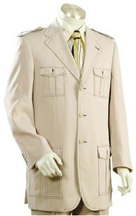 3 Button Cane Beige Men's Suit