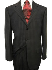 High Quality MU28 Black & Smooth Dark Gray Pinstripe Business 2 Or Three ~ 3 Buttons Super 140'S