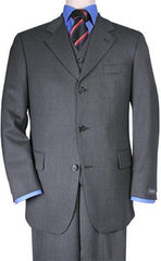 Men'S 3 Buttons Vested 3 ~ Three Piece Suit Super 150'S Poly~Rayon Solid Charcoal Gray Suits - Color: Dark Grey Suit