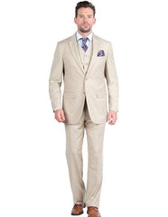 Giorgio Fiorelli Men'  2 Button 3 Piece Double Vents Beige Suit