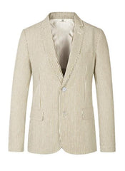 Men'S Two Button Medium Seersucker ~ Sear Sucker Beige Sport Coat Cheap Priced Blazer Jacket For Men Online