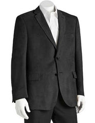 Microsuede Men'S Black Classic Fit 2 Button Polyester Double Vent Blazer