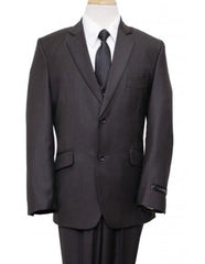 Black Boys Husky Suit Cut Vested Suit