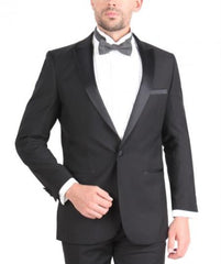 Slim Fit Wedding Tuxedo Two Button Black Skinny Tapered Fit