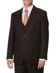 Brand: Caravelli Collezione Suit - Caravelli Suit - Caravelli italy Caravelli Men's 2 Button Brown Pinstripe Vested Double Vent Suit