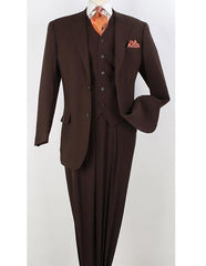 Apollo King Suit Brown Men's Two Button Notch Collar  Executive Classic Vested Suit