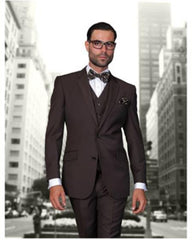 Statement Confidence Men's Brown 2 Button Modern Fit Suits Wool Fine Brands Best Italian Style Cut Suits