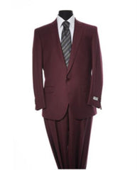 Men's Burgundy ~ Wine ~ 1 Button Peak Lapel Slim Fit 2 Piece Maroon Suit