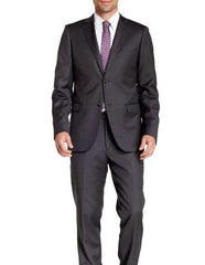 Men'S 2 Button Slim Fit Wool Charcoal GraySuit- Color: Dark Grey Suit