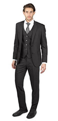 Men'S Charcoal Grey 2 Button Three Piece TR Blend - Color: Dark Grey Suit