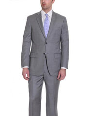 Men's Gray Birdseye Wool 2 Button Classic Fit Suit Flat Front Pants