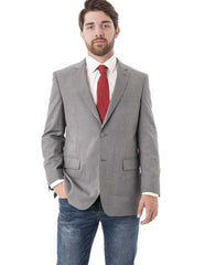 Men'S Grey 2 Button Texture Classic Fit Double Vent Blazer