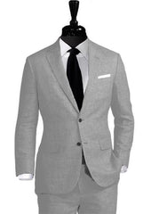 Alberto Nardoni Linen 2 Button Light Grey ~ Gray Vested 3 Pieces Summer Linen Wedding/Groom/Groomsmen Suit Jacket & Pants & Vest Suit