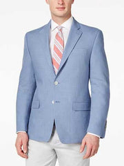 Men'S Solid 2 Button Light Blue Classic Fit Sport Coat Blazer