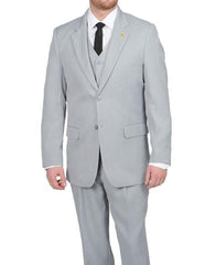 Mens Silver Grey ~ Light Gray 2 Button Vested Suit