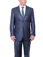 Men's Dark Navy Blue Suit For Men Big & Tall Two Button Classic Fit Sharkskin Side Vent Suit