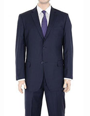 Authentic Men's Regular Fit Two Button Solid Dark Navy Blue Suit For Men With Flat Front Pants