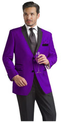 Velvet Blazer - Mens Velvet Jacket Purple Two Button Party Suit & Tuxedo & W/ Black Velvet Or Suit Fabric