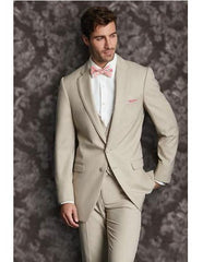 Men's Tan 2 Button  Vest  Suit