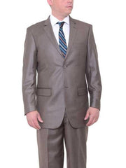 Men's 2 Button Big & Tall Taupe Classic Fit Side Vents Textured Suit