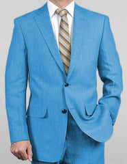 Men's Sizes Turquoise Light Weight 2 Button Real Suit ( Jacket + Pants ) Spring / Summer