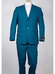 Men's 2 Button Teal Blue  Color Summer Suit